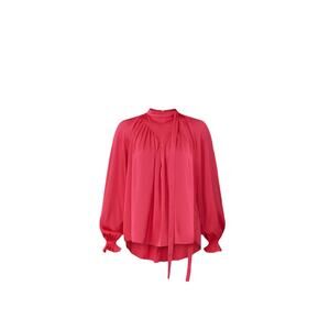 Adam Lippes Blouse Magenta With Pleats And Tie At Neck Size 8 MSRP$210